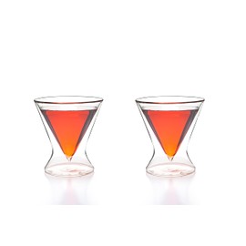 LEMONSODA Stemless Martini Cocktail Glasses for Margarita, Manhattan, Cosmopolitan, Home Bar, Evening Parties, Birthdays, Housewarming Gift, Crystal Clear 8 OZ - Set of 2