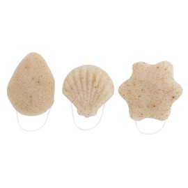 3pcs Walnut Powder Exfoliating Facial Sponge Soft Skin Cleansing Konjac Sponge Set for Skin Care