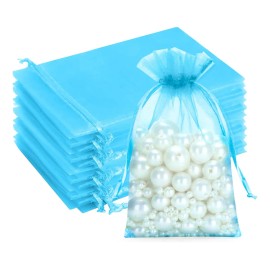 100pcs Azul Bolsas Lote De Bolsa Regalo De Organza 10*15cm