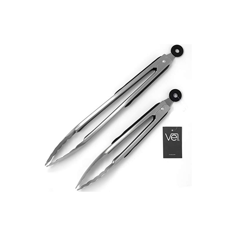 Vel. Premium Kitchen Tongs Set Non-Slip - Pack of 2