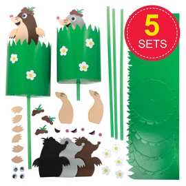 Baker Ross FX624 Mole Pop Up Doll Craft Kits - Pack of 5, Autumn and Forest Animal Craft Kits for Kids
