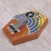 NOVICA Artisan Handcrafted Teak Wood Kalimba Thumb Piano Floral from