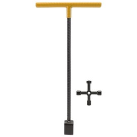 Oumefar Water Meter Key Wrench, 16.14inch Steel Water Key Shut Off Tool with 4 Way Multi-Functional Utility Key, T-handle Water Key for Water Meter on-off, Curb or Main Water Shut off, Valve(Yellow)