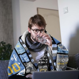 Parcae Christian Gifts for Men/Women, Religious Gifts for Men, Baptism Gifts for Boys, Religious Gifts with Bible Verse Christmas Birthday Gifts for Men/Women, Jesus Gifts Blanket 150x130CM