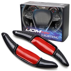 iJDMTOY High Gloss Black Genuine Carbon Fiber Large Paddle Extensions Compatible with Compatible with 2018-up Toyota Camry (XV70)