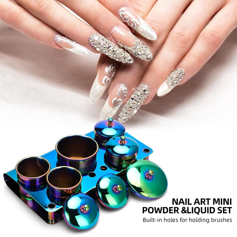 Acrylic Liquid Container 5 PCS Stainless Steel Acrylic Liquid Powder