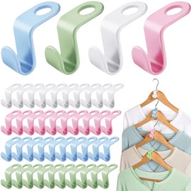 BZLMEAL Space Saving Hangers, 40PCS Clothes Connector Hooks Compatible with Clip Hangers/Clothes Hangers/Belt Hangers and Baby Coat Hangers Used for Wardrobe Organisation and Storage. (Multicolor)