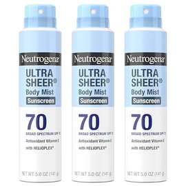 Neutrogena Ultra Sheer Dry Touch Sunscreen Spray SPF 70 Broad Spectrum UVA UVB Protection Lightweight Water Resistant up to 80 Minutes PABA Oxybenzone