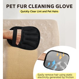 IPTPAS Pet Hair Remover Glove for Couch, Furniture, Carpet, Car Seat & Clothes, Electrostatic Hair Removal Mitts, 5-Finger Design, Flexible Easy Grip, Gentle Grooming Glove for Shedding Dogs & Cats