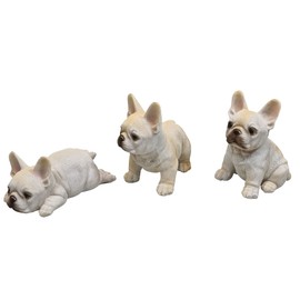 Fachhandel Plus Pack of 3 French Bulldogs Puppies Animal Figurines Lifelike Indoor Outdoor