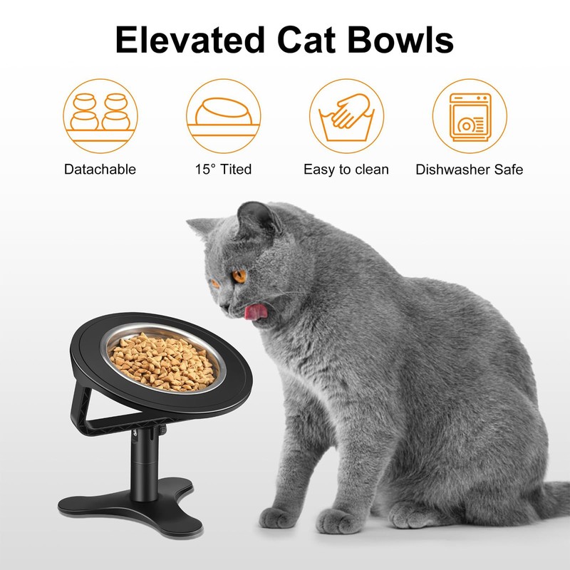 Cozioz Elevated Cat Bowls, Adjustable Height Stand for Indoor Cats,