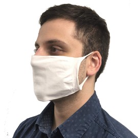 PCP Knit Face Mask Covering, Made in USA, One Piece Woven Fabric, Adult Size, Machine Wash Reusable, Single Mask, White