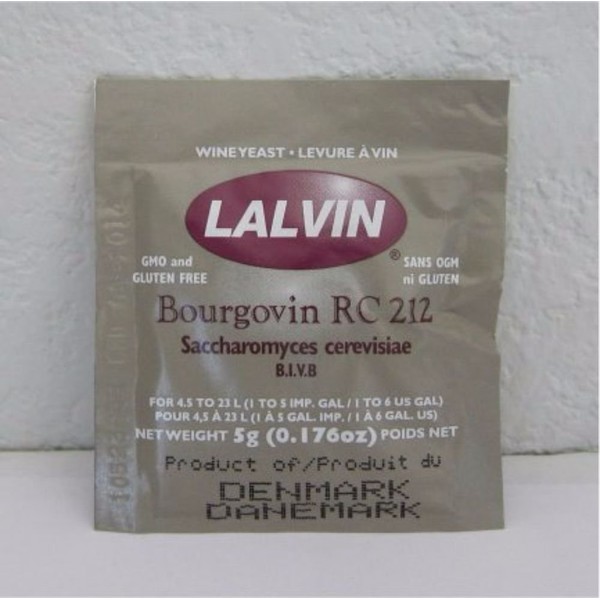 Lalvin Bourgovin RC 212 Saccharomyces cerevisiae pack of 3 (5 g. Pouches)