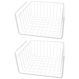 Southern Homewares White Wire Under Shelf Storage Basket Set – 2-Piece Under Cabinet Hanging Storage, Aluminium Wire Rack Baskets for Kitchen, Pantry Organization