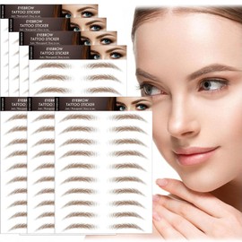 AWAVM 7 Sheets 4D Hair-Like Waterproof Eyebrow Tattoo Stickers Eyebrow Transfer Sticker Care Shaping Stickers in Arch Style for Women, 77 Pairs (Brown-06)