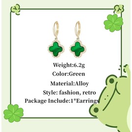 GAUEIOUR St. Patrick's Day Irish Earrings,New Vintage Silver Needle Emerald Green Leaf Earrings, Simple and Lucky Personality Diamond Leaf Earrings,Charm Irish Party Gift(Green)
