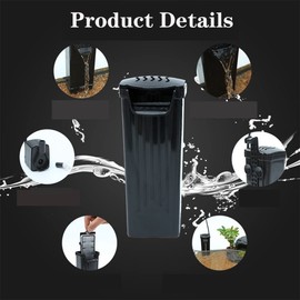 FRIRODSAY Aquarium Filter Fish Tank Filter for Turtle Tanks, Reptiles, Amphibians, Frog, Cichlids, Newt or Fish Tank Waterfall Flow Water Clean Pump (Black Filter)