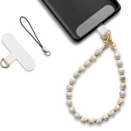 MORSUNBELA Phone Girl Chain Phone Women's Chain Beads White Turquoise Phone Chain Cell Phone Charm Hand Wrist Strap Lanyard