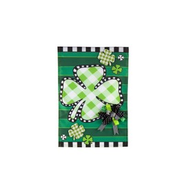 Evergreen Check Clover Garden Applique Flag