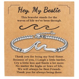 Waves Friendship Bracelets for Bestie - Friendship Gift for Best Friend, Sliver Matching Bracelets for Bff, Forever Love, Friendship Jewelry for Christmas, Birthday, Graduation and Moving