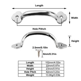 Pack of 4 Cabinet Handles, 82 mm Zinc Alloy Cabinet Handle, Door Handles for Kitchen Drawers, Door Knobs for Replacement, Cabinet Fittings, Drawer Handle for Drawer, Kitchen Cabinet (Silver)