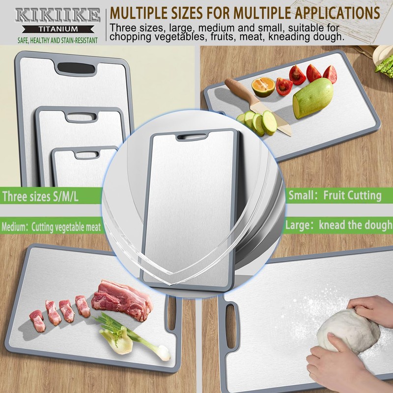 Titanium Cutting Board Double-sided non-slip silicone edging Pure Titanium Cutting