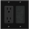 RiteAV - 2 Gang 15A Outlet Mesh-Brush Decorative Wall Plate - Black