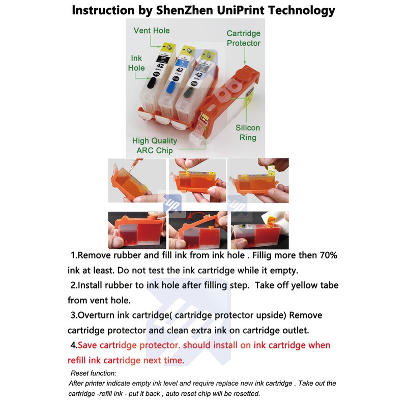 UP CLI-42 Refillable Ink Cartridge Compatible for Canon Pro100 Pro-100