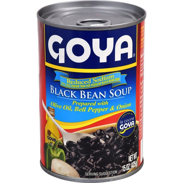 Goya Foods Reduced Sodium Black Bean Soup, 15 Ounce (Pack of 24)