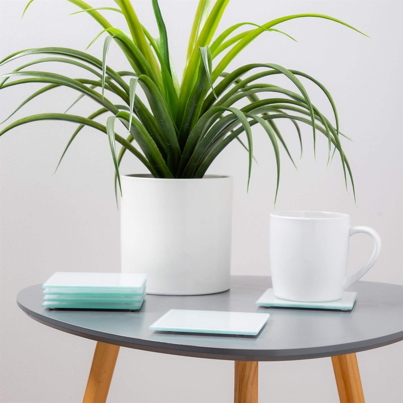 Harbour Housewares Glass Coasters - Square - 10cm - White