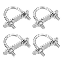 DTGN M6x27x47mm U Bolts Round Kit - 4Set - 304 Stainless Steel U-Bolt Kit with Nuts, Washers, Frame Plate - Good for DN20 Pipe, Trailer, Automotive, Leaf Spring Fastener