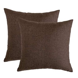 RainRoad Linen Decorative Throw Pillow Covers Cushion Cover Pillow Case for Sofa Couch Bed Chair,Soft Square Dark Brown Throw Pillows 18x18 Inch,Set of 2