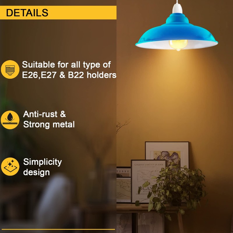 LEDSone Industrial Ceiling Pendant Light Shades, Retro Vintage Style Curvy