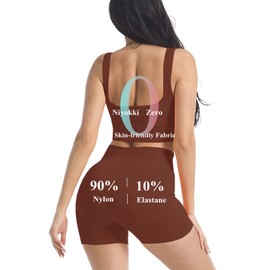 niyokki Workout Sets for Women, Seamless Crop Tops Leggings Matching 2 Pieces Outfits, Two Piece Yoga Workout Outfits with Pockets(Coffee,S)