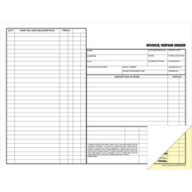 Automotive Repair Order and Invoice Receipt Form - 2 Part Carbonless Form (250 Pack)