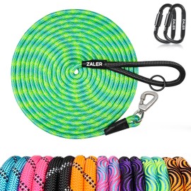ZALER Long Dog Leash, 50 feet 30ft 20ft 15ft 10ft Dog Training Lead, Heavy Duty Check Cord Recall Leash for Dogs Training, Playing, Camping, or Backyard (15FT, Blue Green)