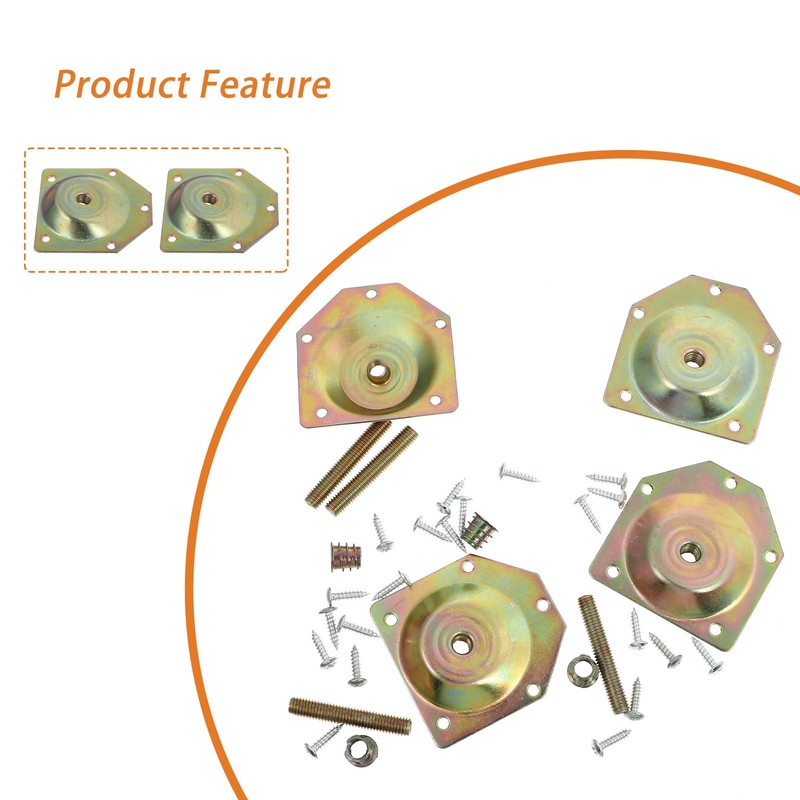 Uonlytech Angled Mounting Plates for Furniture Legs 4 Pieces Metal