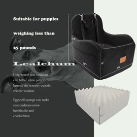 Lealchum Dog Booster Car Seat for Small/Medium Dogs Up to 35lbs,Elevated Cushion Fits in Front/Back Seat,Fully Detachable and Washable,2 Storage Pockets & Dog Leashes,Easy to Install(Black,Medium)