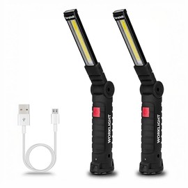 Rechargeable Work Lights, LED Work Light with Magnetic Base & Hanging Hook, 360°Rotate 5 Modes Magnetic Rechargeable Flashlights for Mechanics Car Repair Home, Garage, Emergency, Camping - size: SMALL