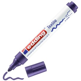 Edding 4500 Textile Markers - Purple - 1 Pen - Bullet Tip 2-3 mm - Textile Pens Machine Washable (60 °C) for Fabric Painting - Fabric Painting Pen