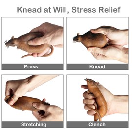 SCAHOW 5PCS Soft Rubber Squishy Toys, TPR Super Stretch Animal Toys for Kids, Rubber Animal Figures Set with Frog, Tadpole, Crocodile, Rat, Pangolin