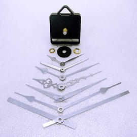 New Replacement Sweep (Non Ticking Quiet) Quartz Clock Movement Mechanism Motor with Silver Hour Minute Second Hands - DIY - Fittings - (Medium- 17.5mm Total Spindle Length) (119 Baton Hands)