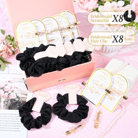 16 PCS Bridesmaid Proposal Gifts Bridesmaid Hair Clips Bridesmaid Scrunchies Bridal Shower Gifts Silk Satin Soft Hair Accessories Bridesmaid Wedding Favor Women Girls