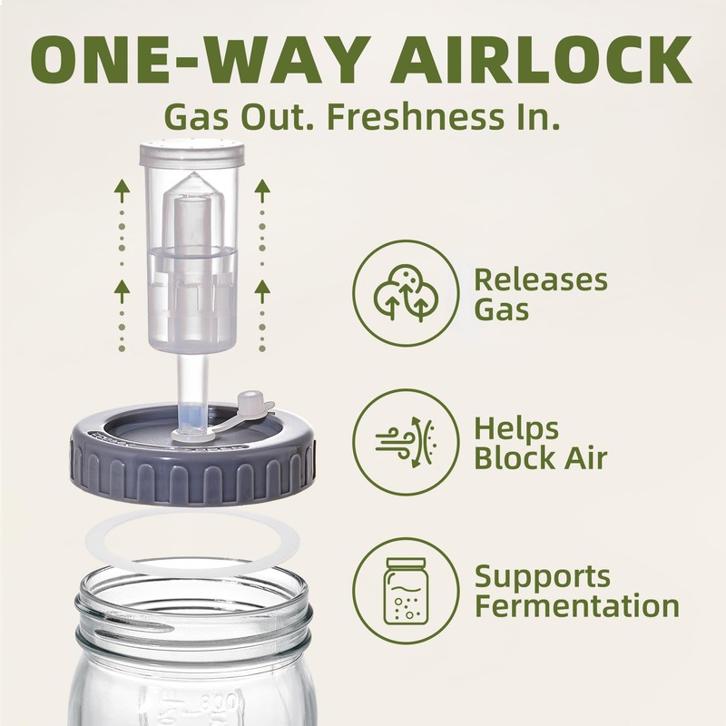 Fermentation Jar, 4-Pack 32 oz Mason Jars with Airlocks