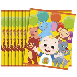 Cocomelon Plastic Loot Bags | Sturdy, Vibrant, & Fun Design Party Supplies, Perfect For Kid's Birthday Party & Themed Celebration - Pack Of 8