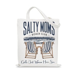 AgriFusion Tech "Salty Moms Beach Club - Girls Just Wanna Have Sun - Themed Tote Bag, Fun Gift for Beach - Loving Moms