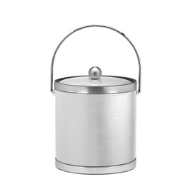 Kraftware Leatherette, 3 Qt, White with Brushed Chrome ice Bucket