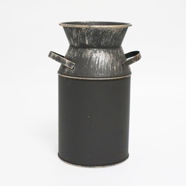 Fauevav Galvanized Milk Can with Greetings and Rope Design, Antique Retro Vase Metal Planter Rustic Vintage Primitive Flower Holder Farmhouse Country Plant for Home Office Decor, 7.5”