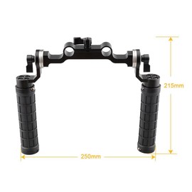 CAMVATE ロゼットハンドルグリップ（2本セット）＋15mmダブルロッドクランプ ロゼットアダプター 1/4"ネジ穴付き DSLRカメラ、フォローフォーカス用