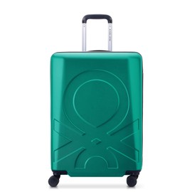 United Colors of Benetton Fabrica Hardside Luggage with Spinner Wheels, Green, Checked-Medium 23 Inch